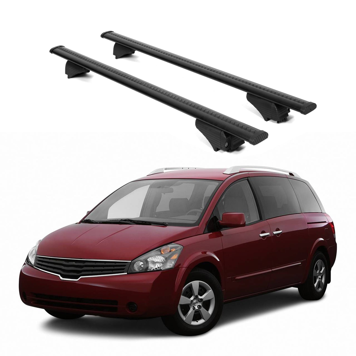 ERKUL Roof Rack Cross Bars for Nissan Quest 2004-2010 for Raised Rails - Black