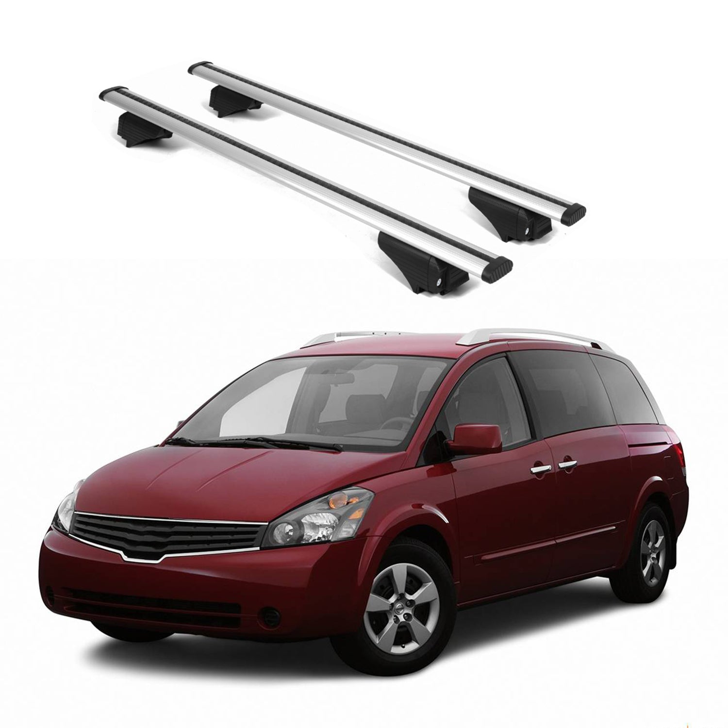 ERKUL Roof Rack Cross Bars for Nissan Quest 2004 2010 For Raised Rails - Silver