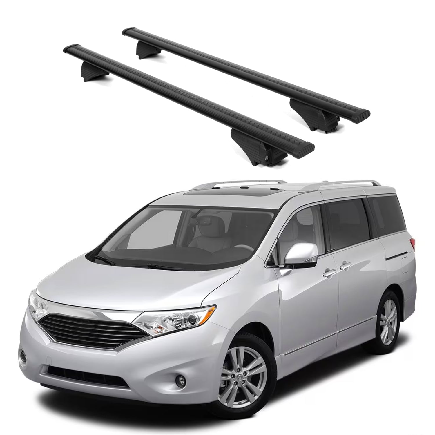 ERKUL Roof Rack Cross Bars for Nissan Quest 2011-2017 for Raised Rails - Black