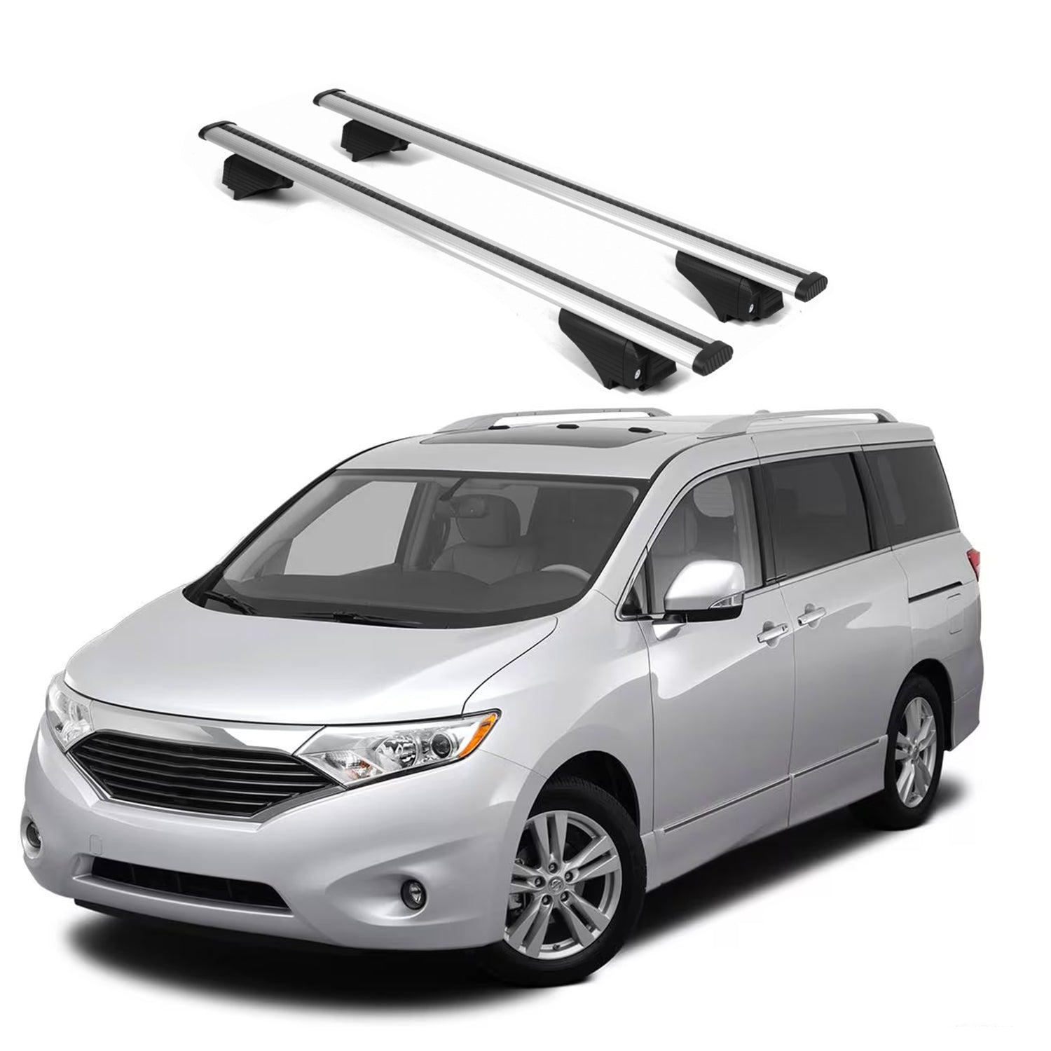 ERKUL Roof Rack Cross Bars for Nissan Quest 2011-2017 for Raised Rails - Silver