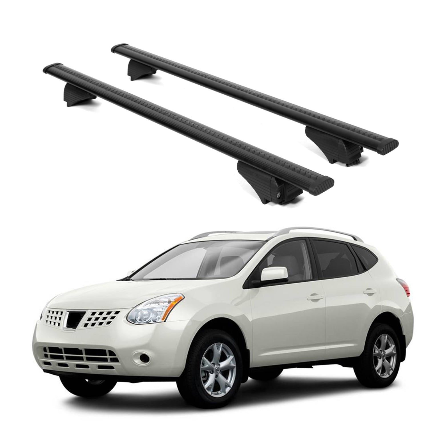 ERKUL Roof Rack Cross Bars for Nissan Rogue 2008-2013 for Raised Rails - Black