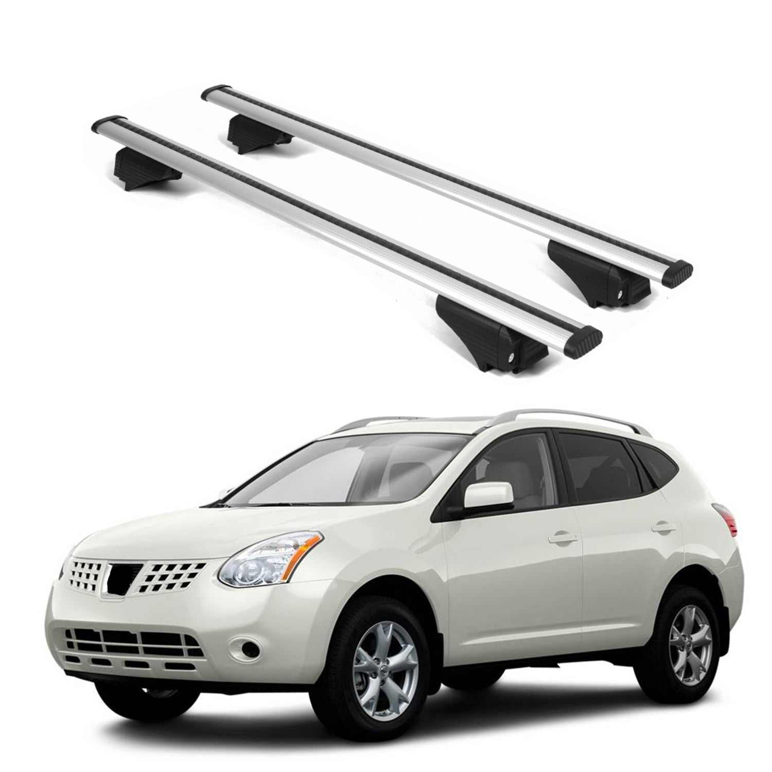 ERKUL Roof Rack Cross Bars for Nissan Rogue 2008-2013 for Raised Rails - Silver