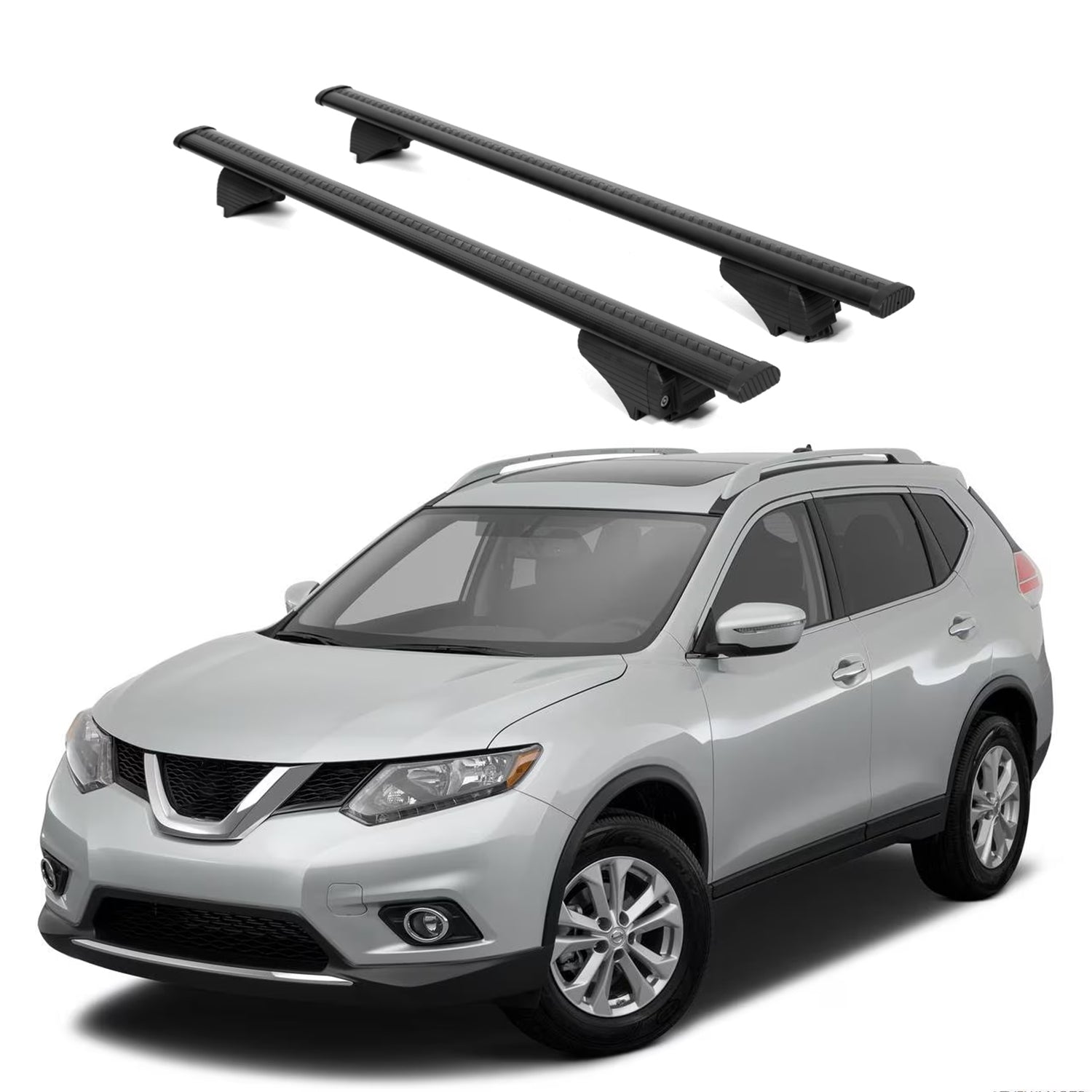 ERKUL Roof Rack Cross Bars for Nissan Rogue 2014-2020 for Raised Rails - Black