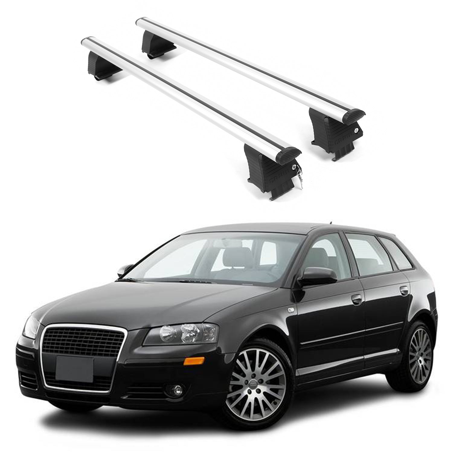 ERKUL Roof Rack Crossbars For AUDI A3 2006-2013 Naked Roof Aluminum Silver