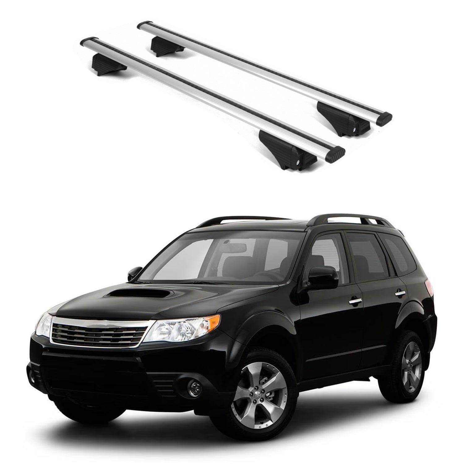 ERKUL Roof Rack Cross Bars for Subaru Forester 2009 2013 For Raised Rails - Silver