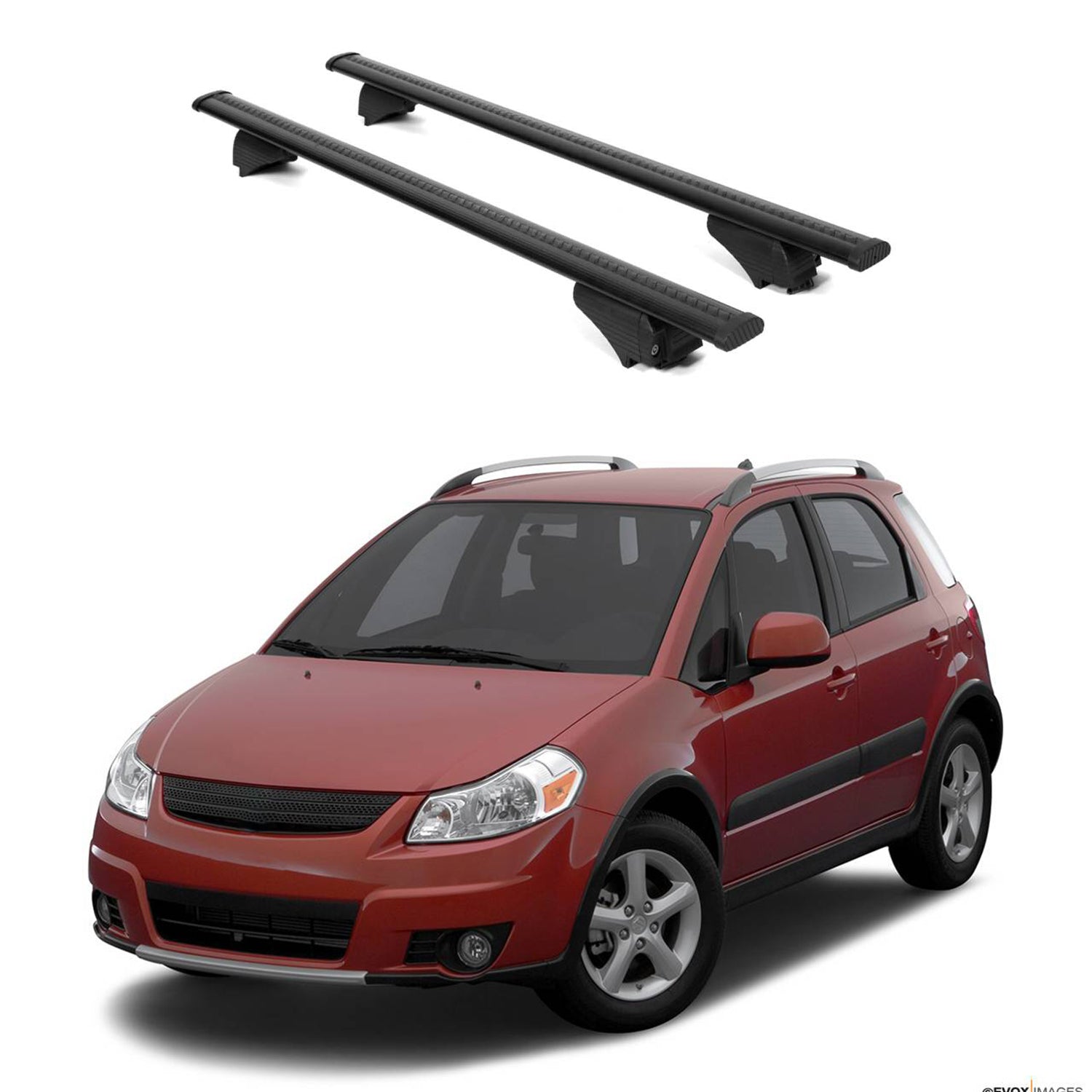 ERKUL Roof Rack Cross Bars for Suzuki SX4 2006-2013 for Raised Rails - Black