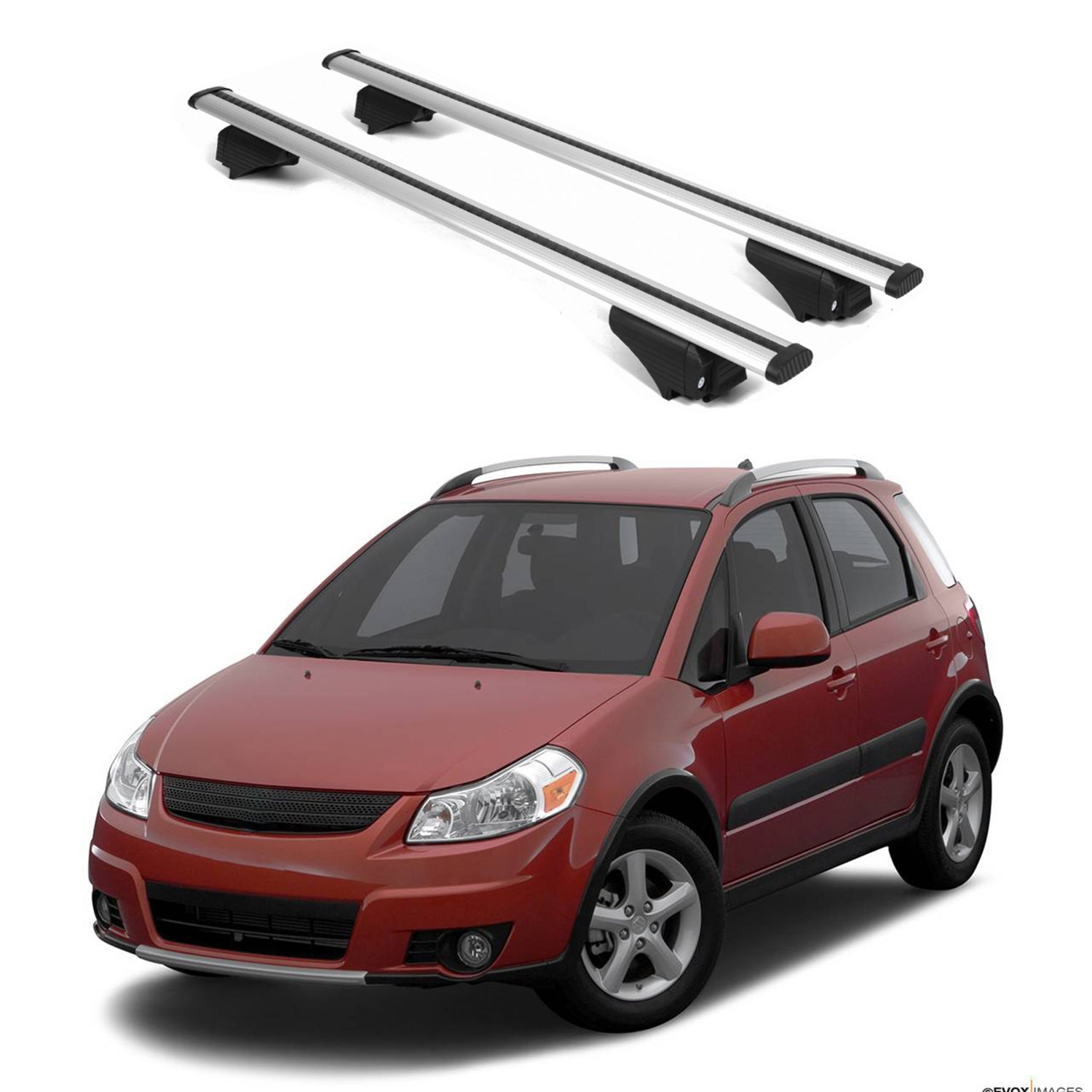 ERKUL Roof Rack Cross Bars for Suzuki SX4 2006-2013 for Raised Rails - Silver