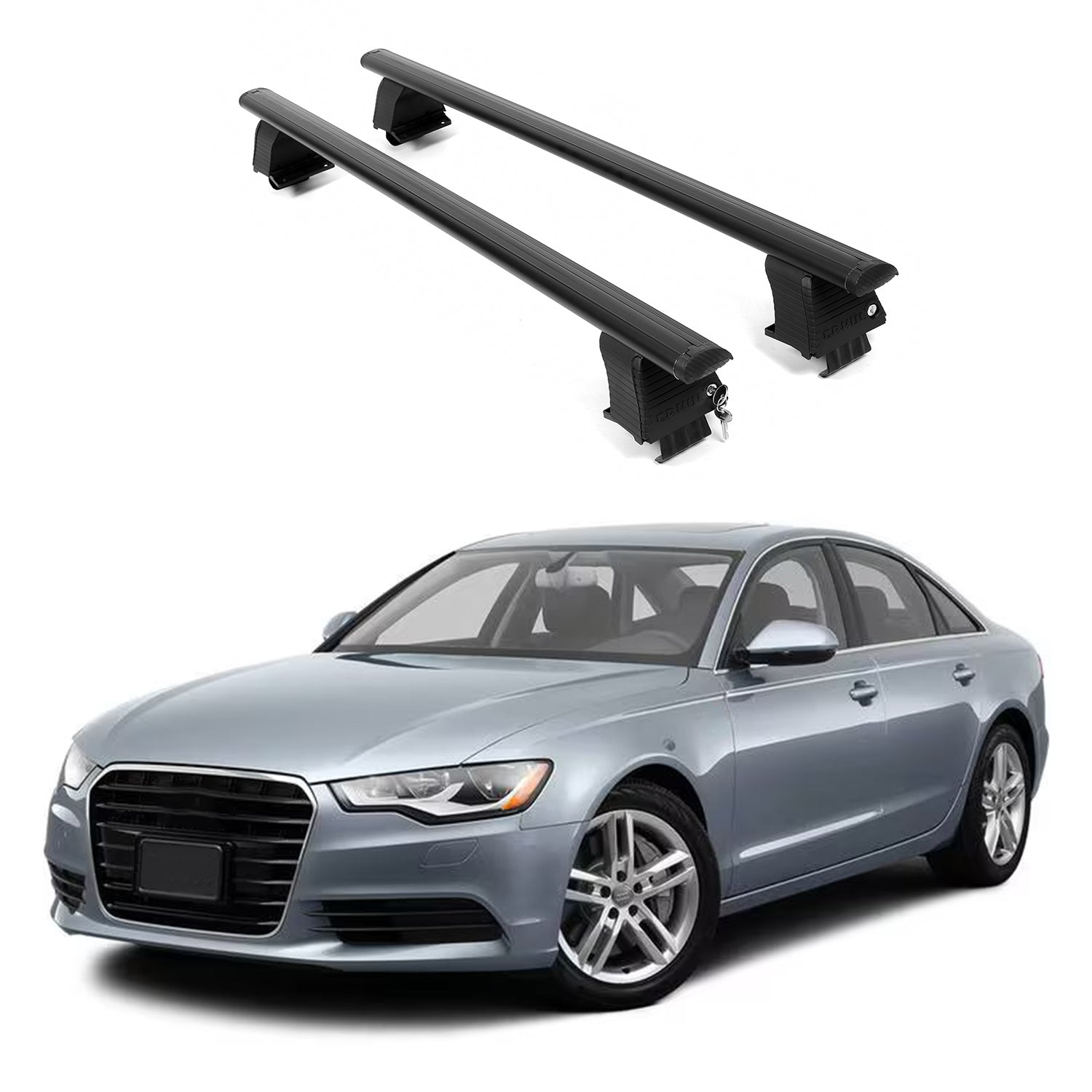 ERKUL Roof Rack Crossbars For AUDI A6 2012-2018 Naked Roof Aluminum Black