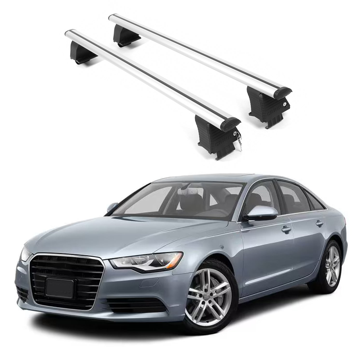 ERKUL Roof Rack Crossbars For AUDI A6 2012-2018 Naked Roof Aluminum Silver