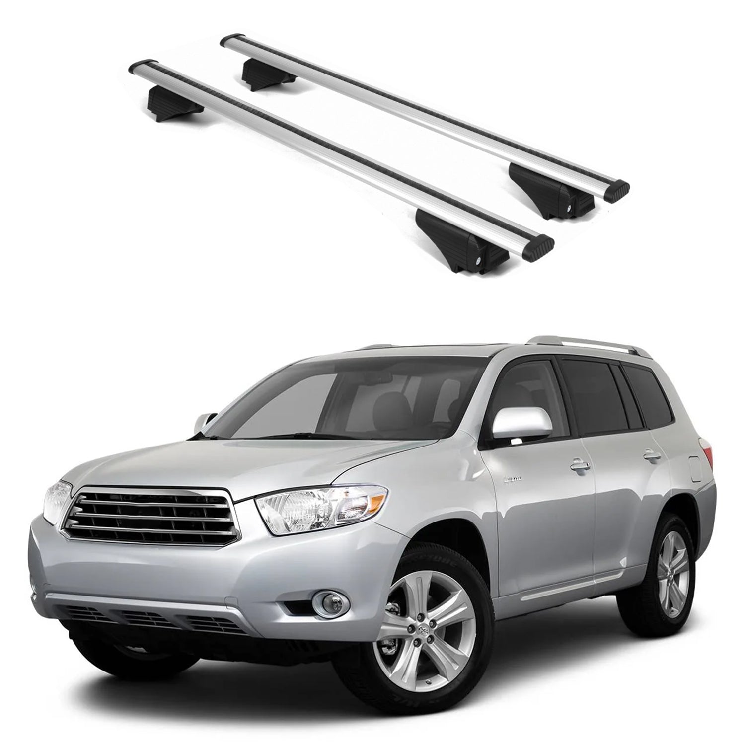 ERKUL Roof Rack Crossbars for Toyota Highlander 10-13 for Raised Rails-Silver