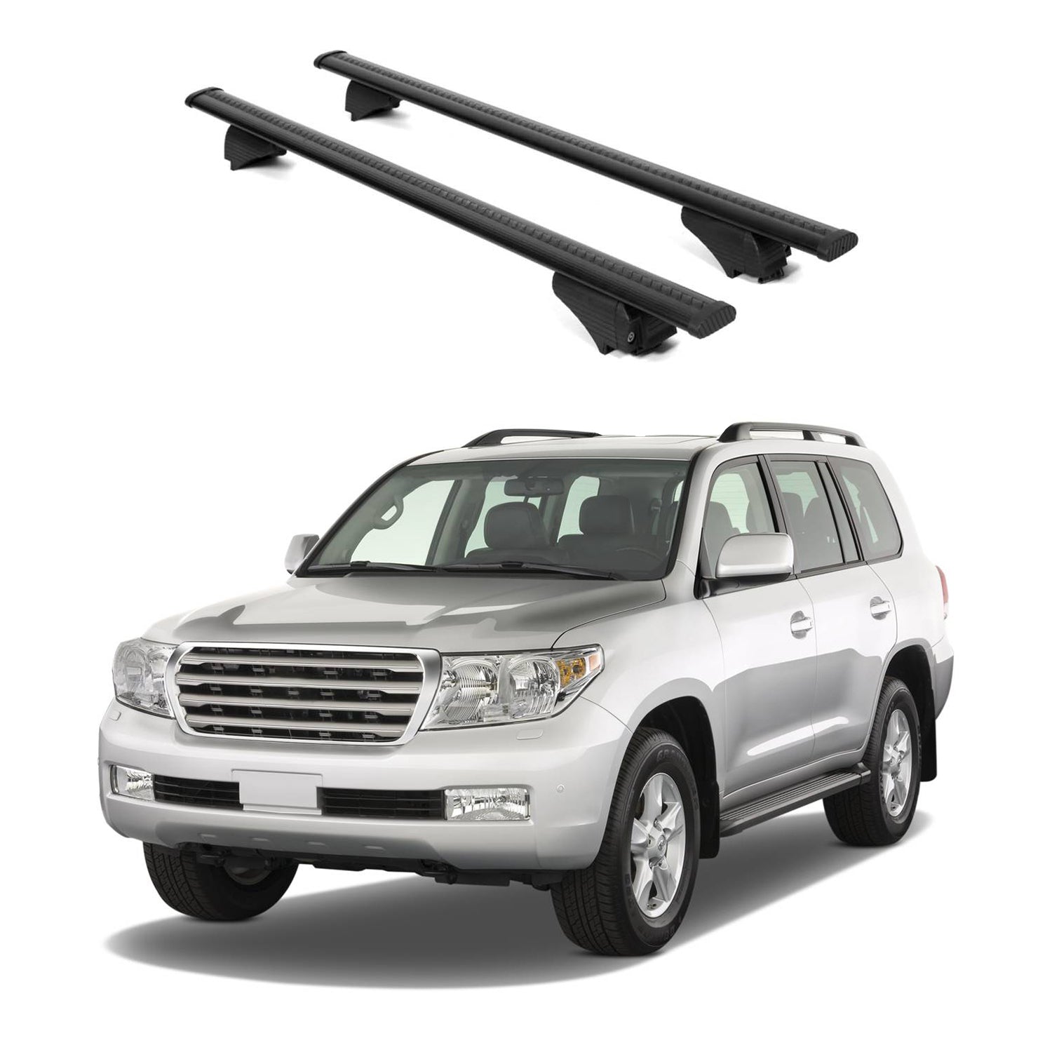 ERKUL Roof Rack Crossbars for Toyota Land Cruiser 08-21 for Raised Rails-Black