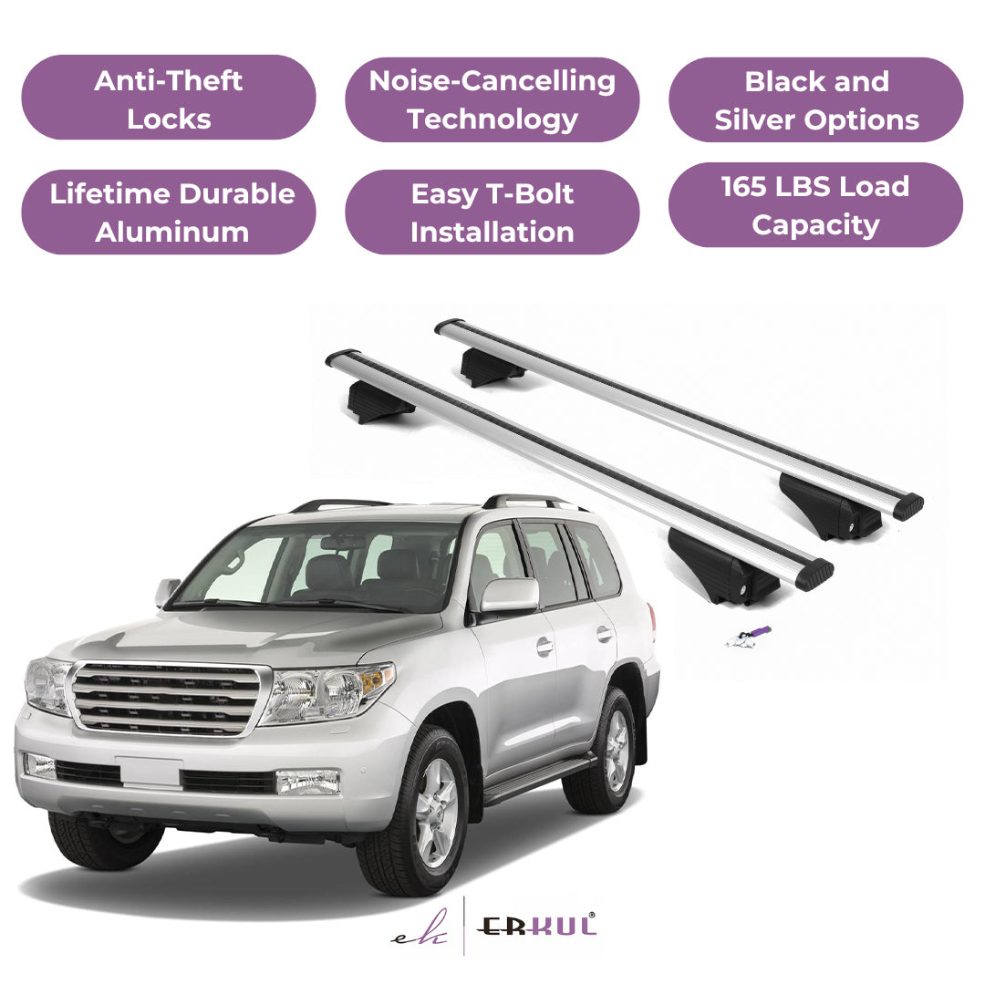 ERKUL Roof Rack Cross Bars for Toyota Land Cruiser 2008-2021 - Silver