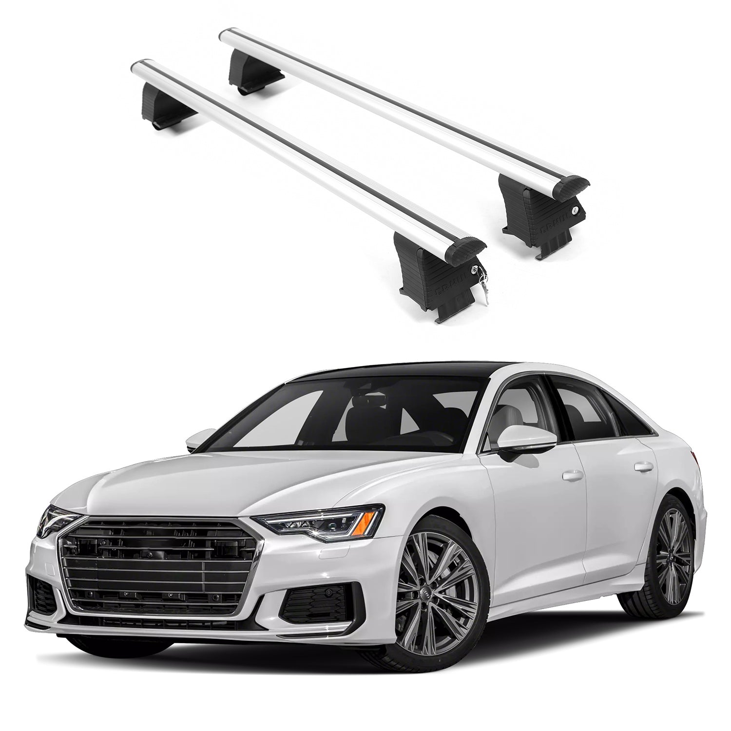 ERKUL Roof Rack Crossbars For AUDI A6 2019-2025 Naked Roof Aluminum Silver