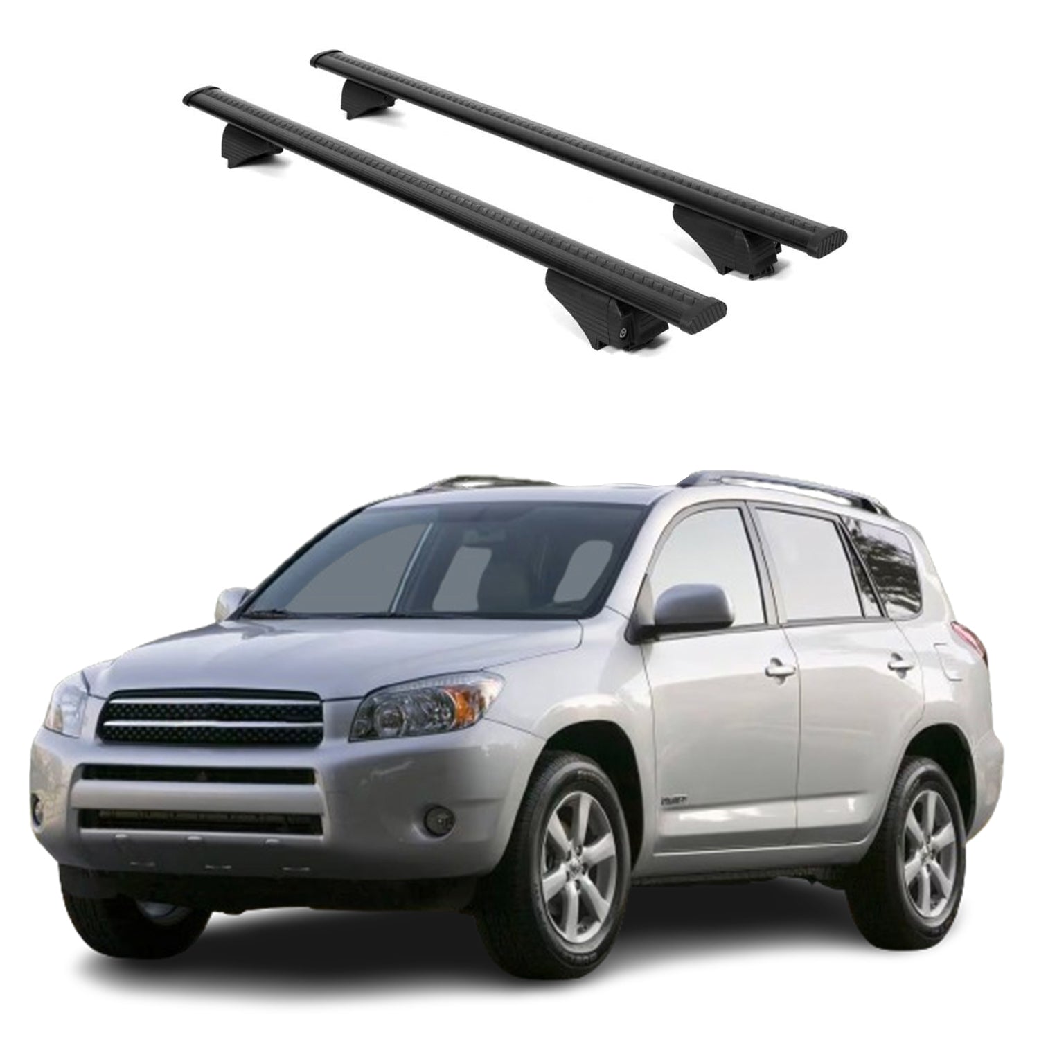 ERKUL Roof Rack Cross Bars for Toyota RAV4 2007-2012 for Raised Rails - Black