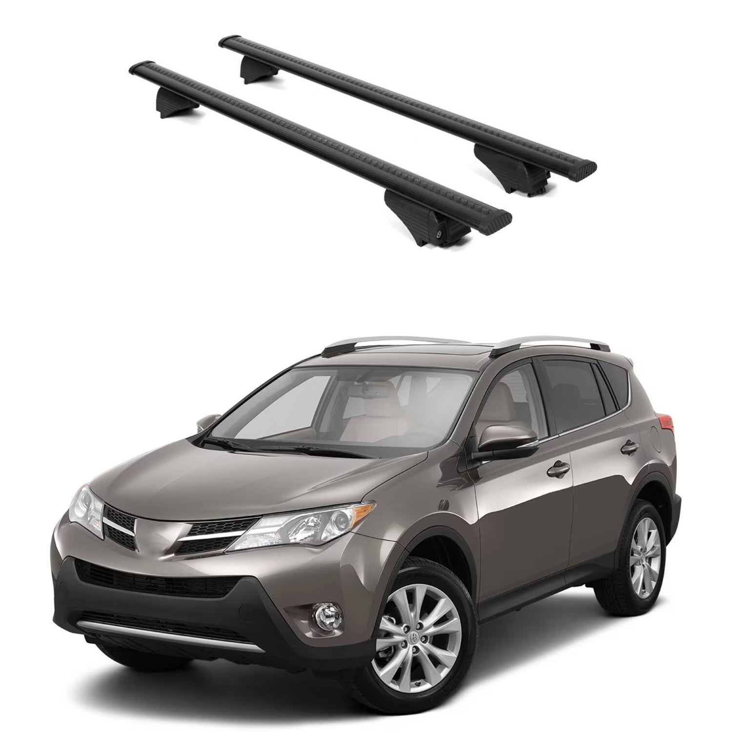 ERKUL Roof Rack Cross Bars for Toyota RAV4 2013-2018 for Raised Rails - Black