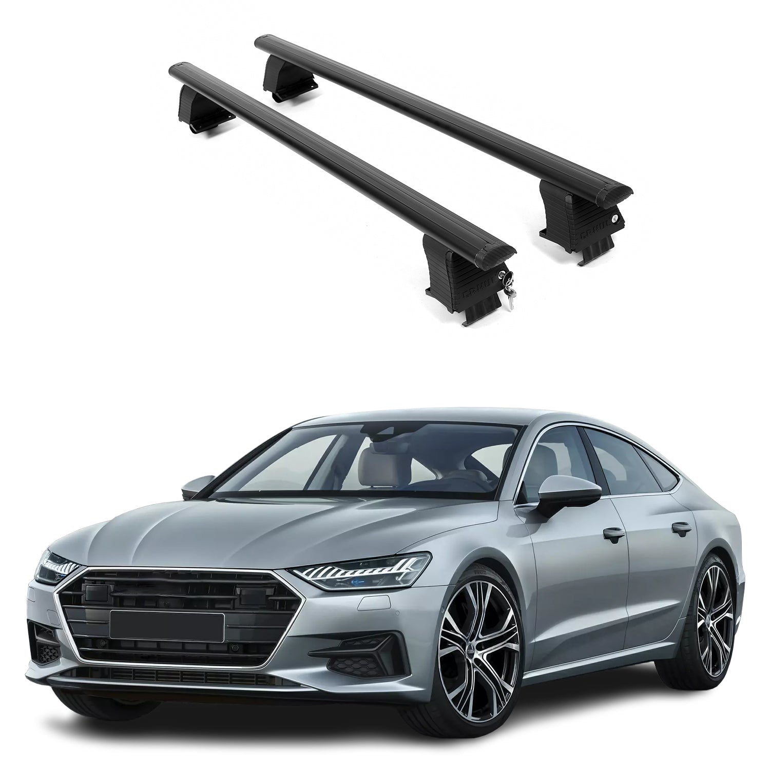 ERKUL Roof Rack Crossbars For AUDI A7 2019-2025 Naked Roof Aluminum Black
