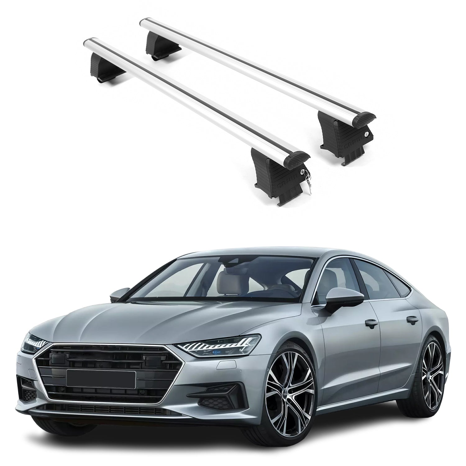 ERKUL Roof Rack Crossbars For AUDI A7 2019-2025 Naked Roof Aluminum Silver