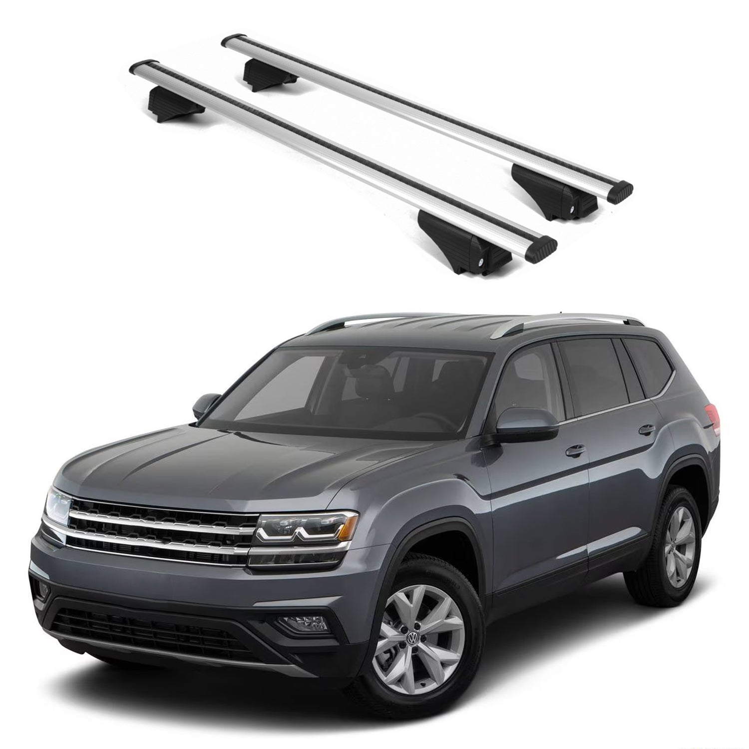 ERKUL Roof Rack Cross Bars for VW Atlas 2018-2026 for Raised Rails - Silver
