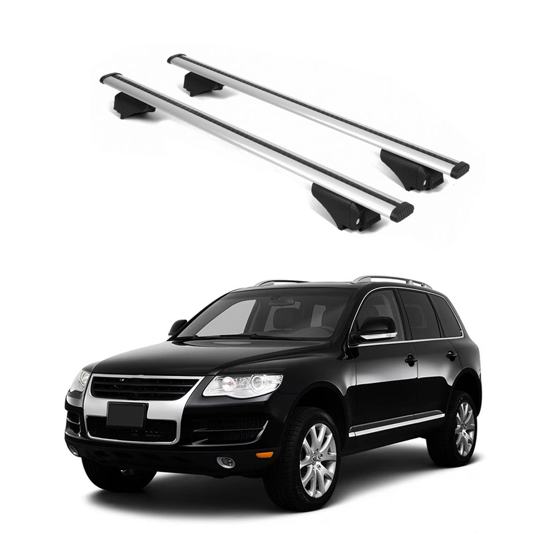 ERKUL Roof Rack Cross Bars for VW Touareg 2004-2010 for Raised Rails - Silver