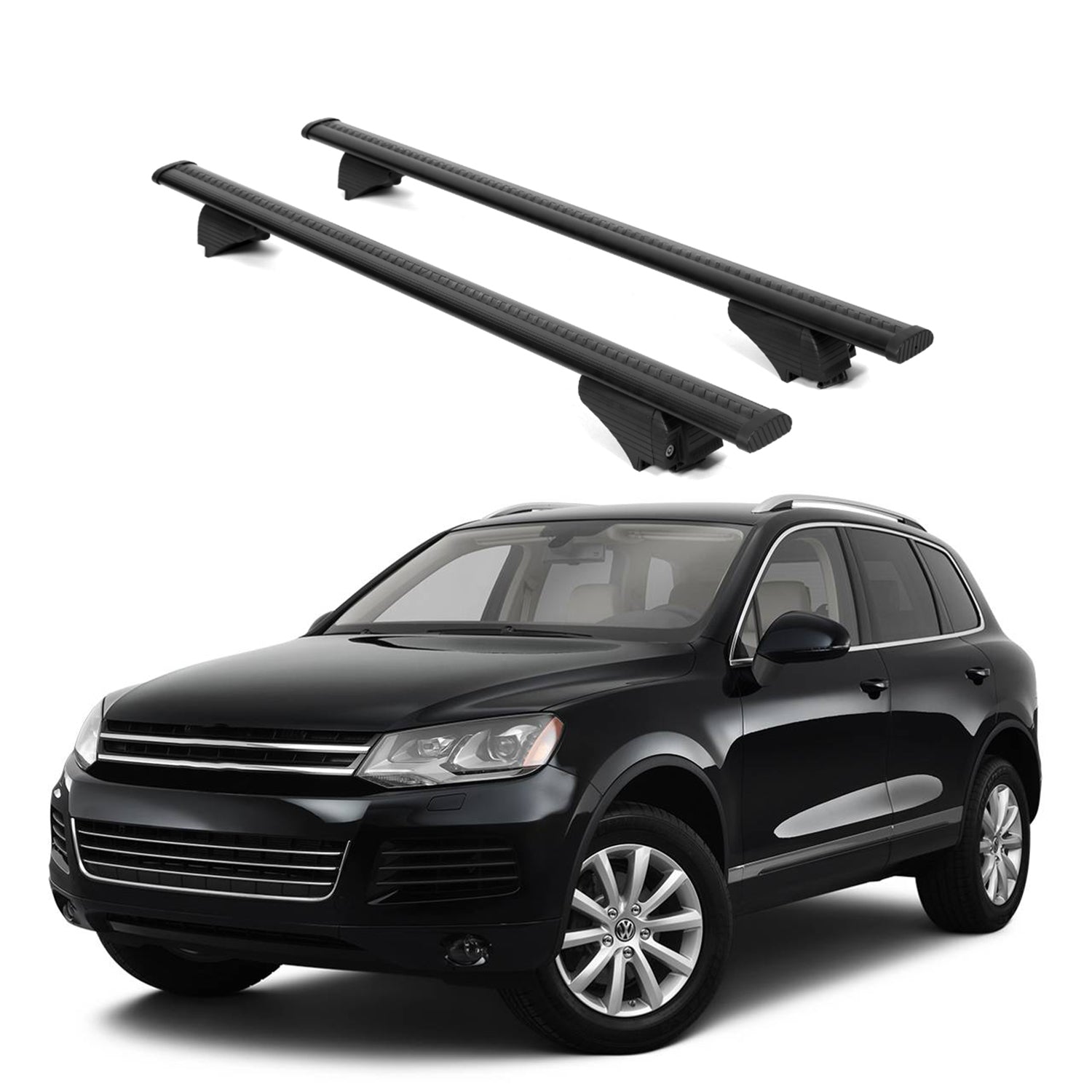 ERKUL Roof Rack Cross Bars for VW Touareg 2011-2018 for Raised Rails - Black