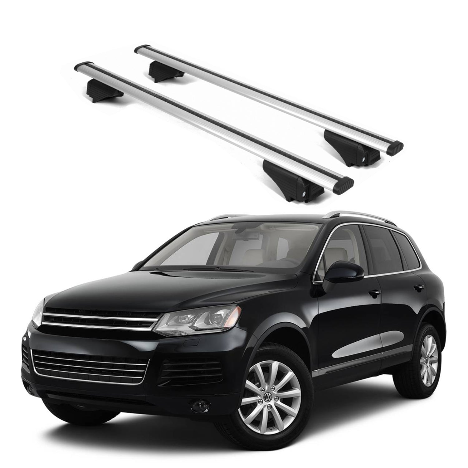 ERKUL Roof Rack Cross Bars for VW Touareg 2011-2018 for Raised Rails - Silver