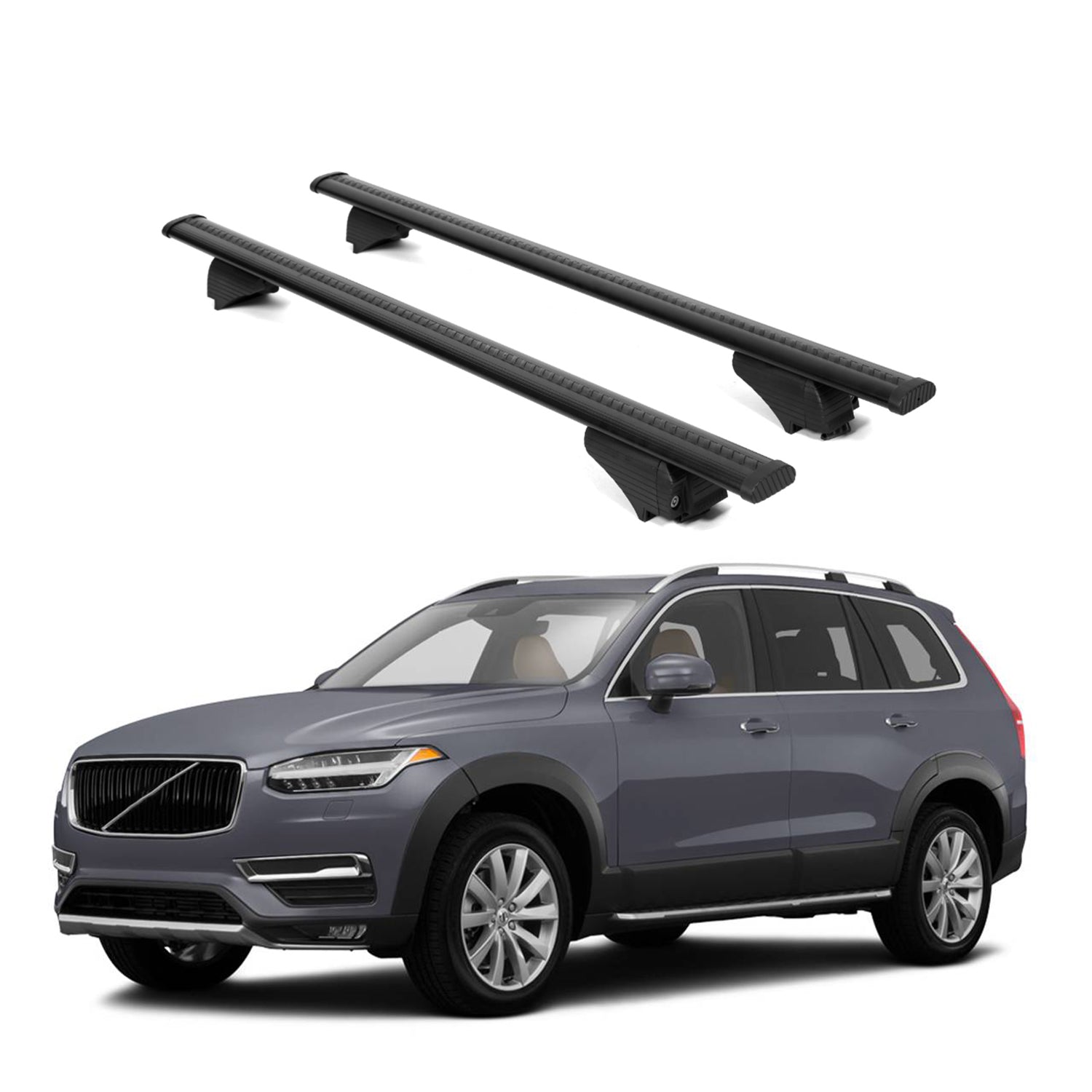 ERKUL Roof Rack Cross Bars for Volvo XC90 2016-2026 for Raised Rails - Black