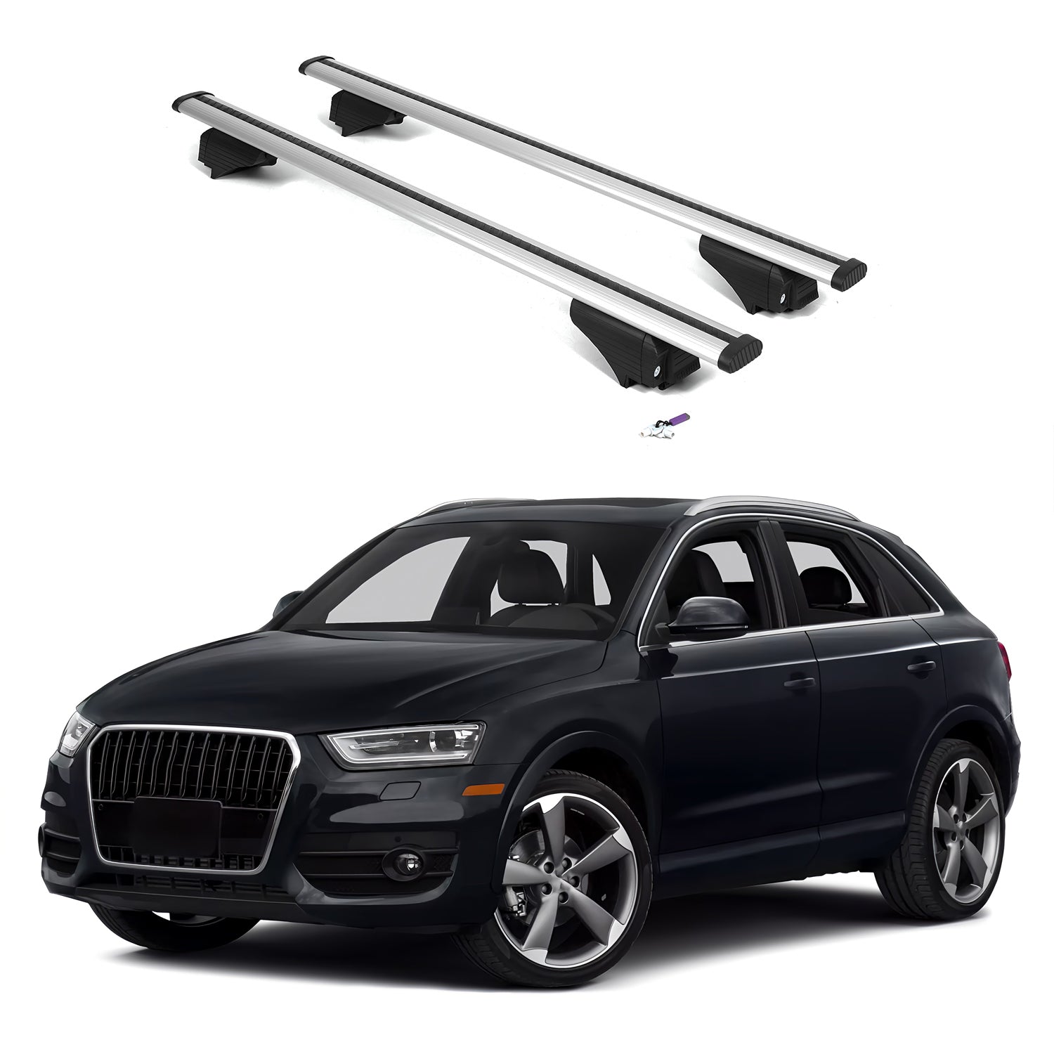 ERKUL Roof Rack Cross Bars for Audi Q3 2015-2018 with Flush Rails - Silver