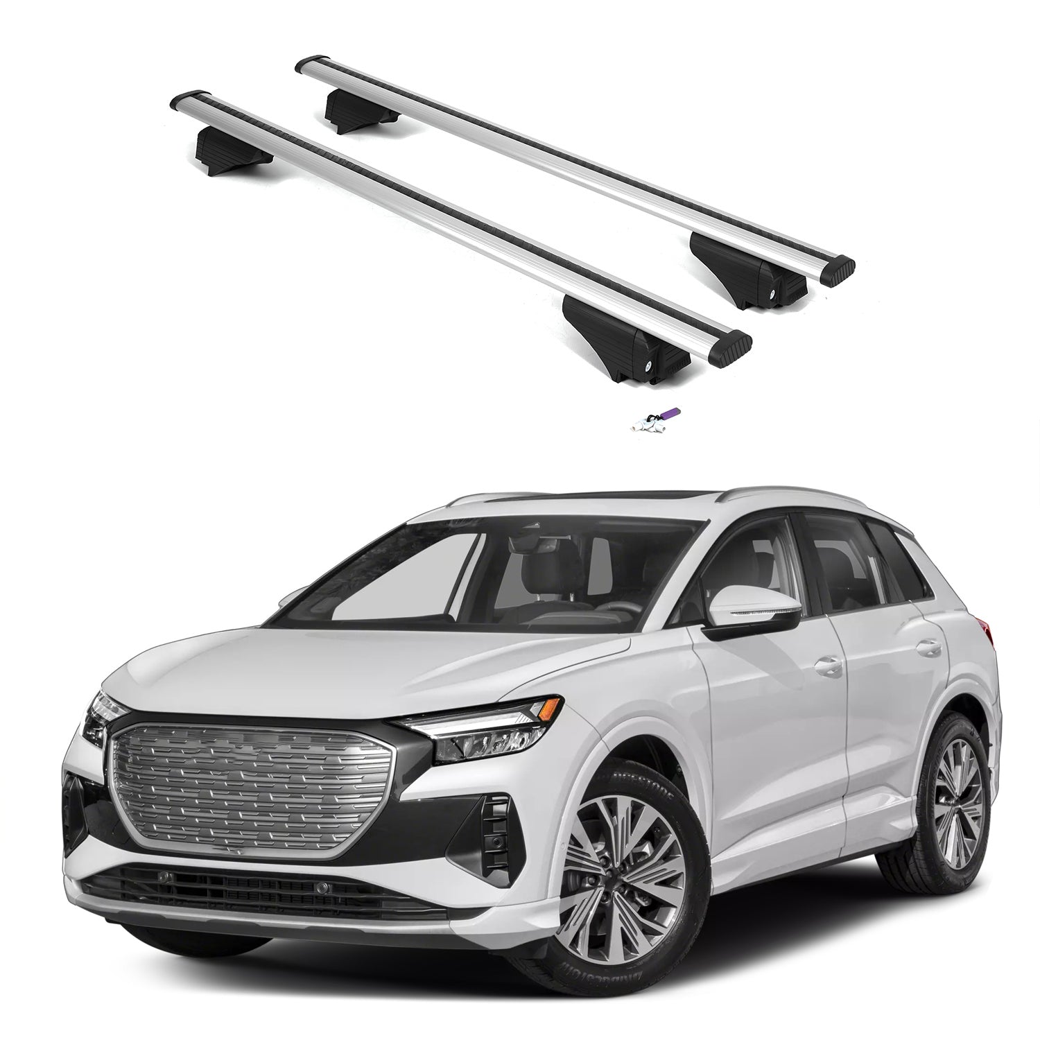ERKUL Roof Rack Cross Bars for Audi Q4 e-tron 2022-2026 - Flush Rails - Silver
