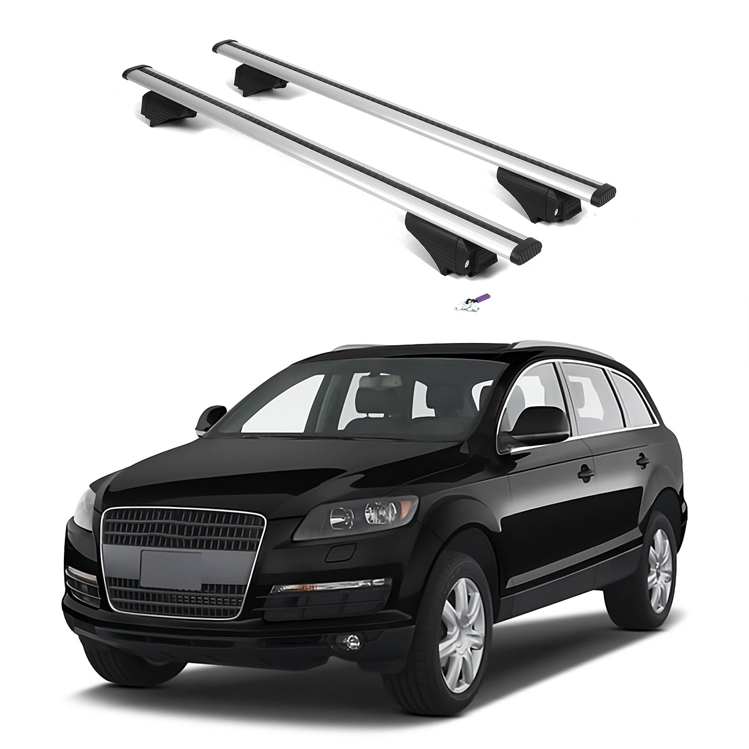 ERKUL Roof Rack Cross Bars for Audi Q7 2007-2015 with Flush Rails - Silver