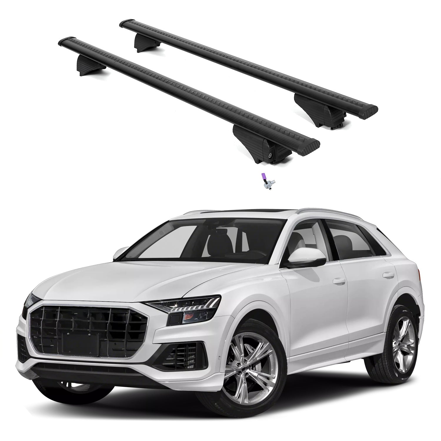 ERKUL Roof Rack Cross Bars for Audi Q8 2019-2026 with Flush Rails - Black