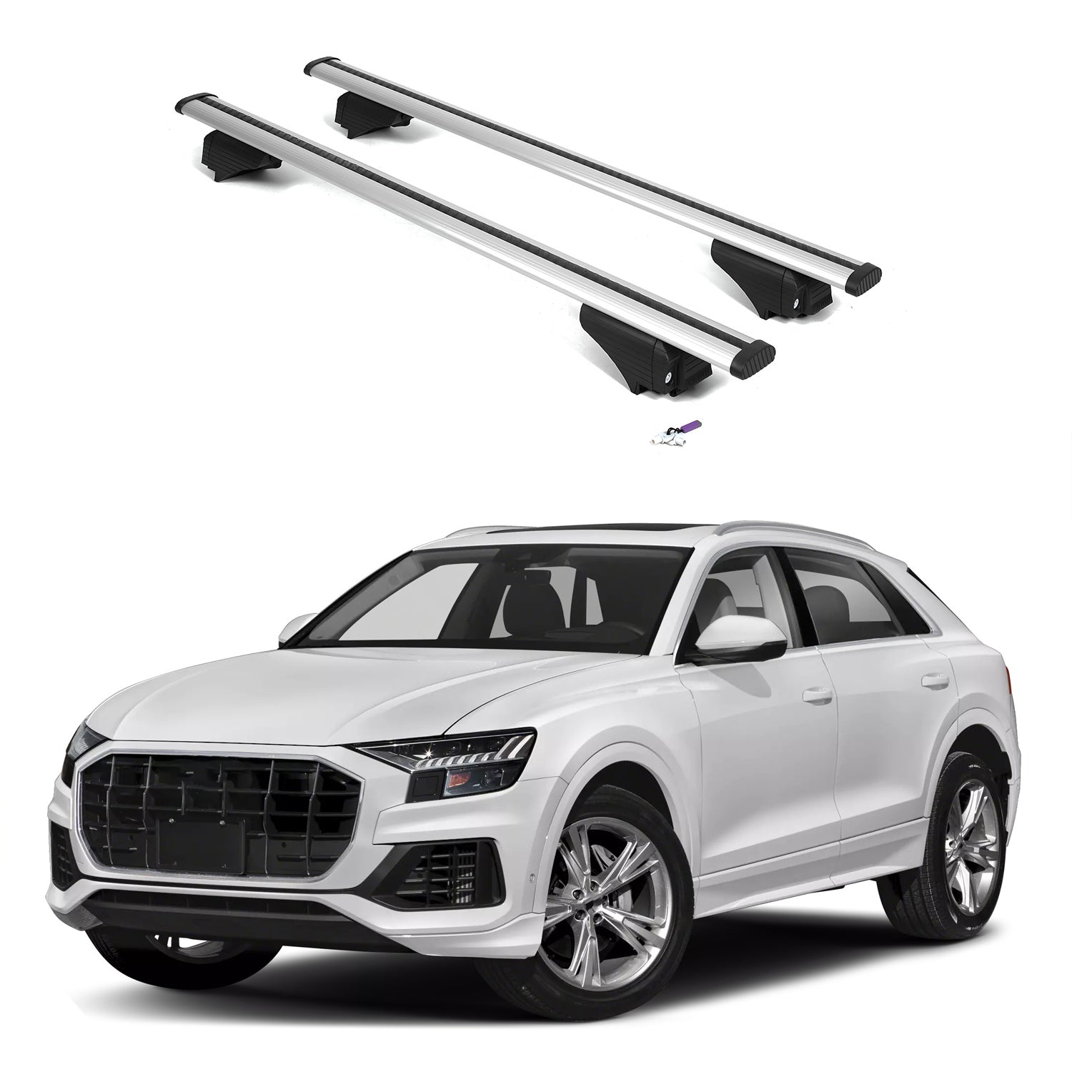 ERKUL Roof Rack Cross Bars for Audi Q8 2019-2026 with Flush Rails - Silver