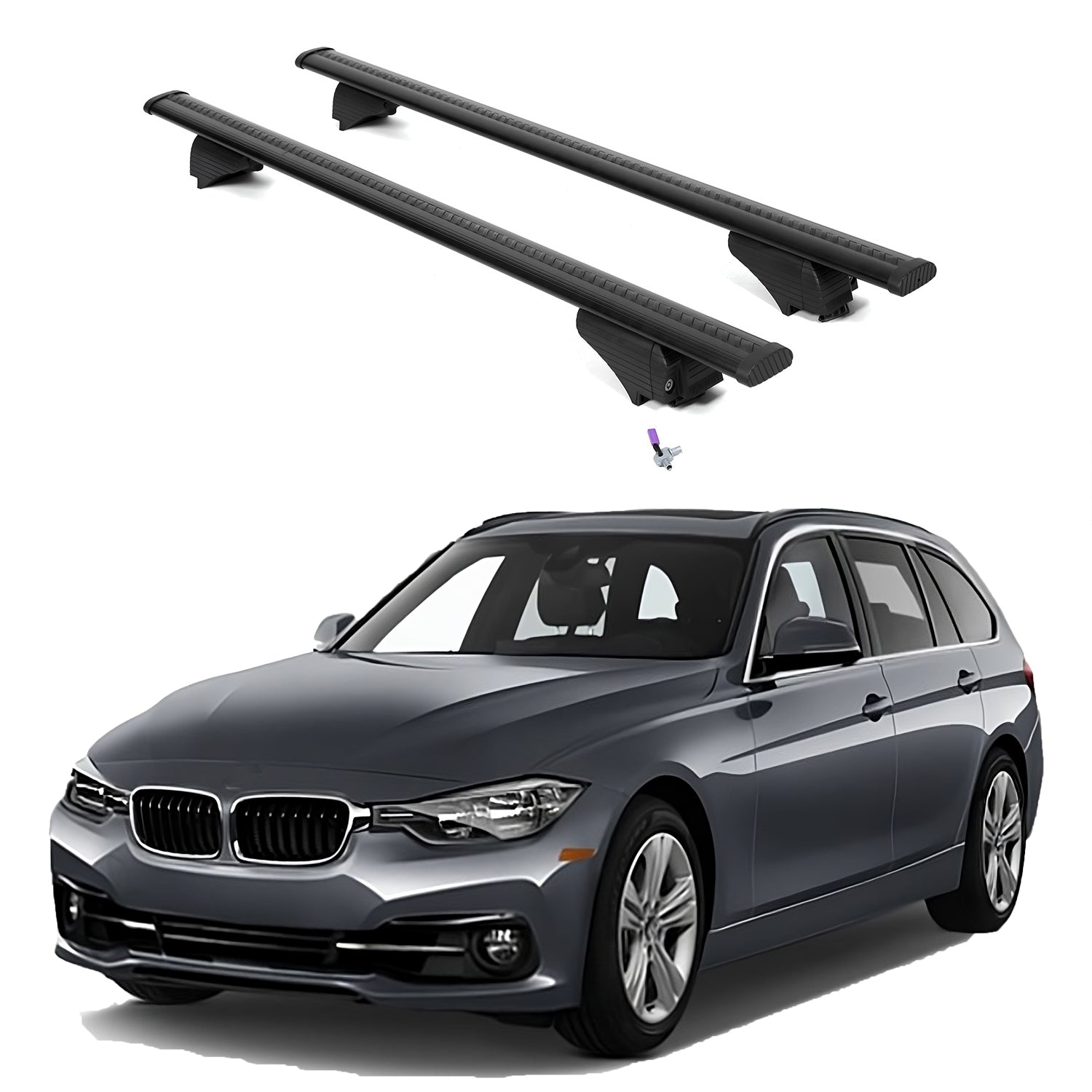 ERKUL Roof Rack Cross Bars for BMW 3 Series Touring F31 2012-2019 - Black
