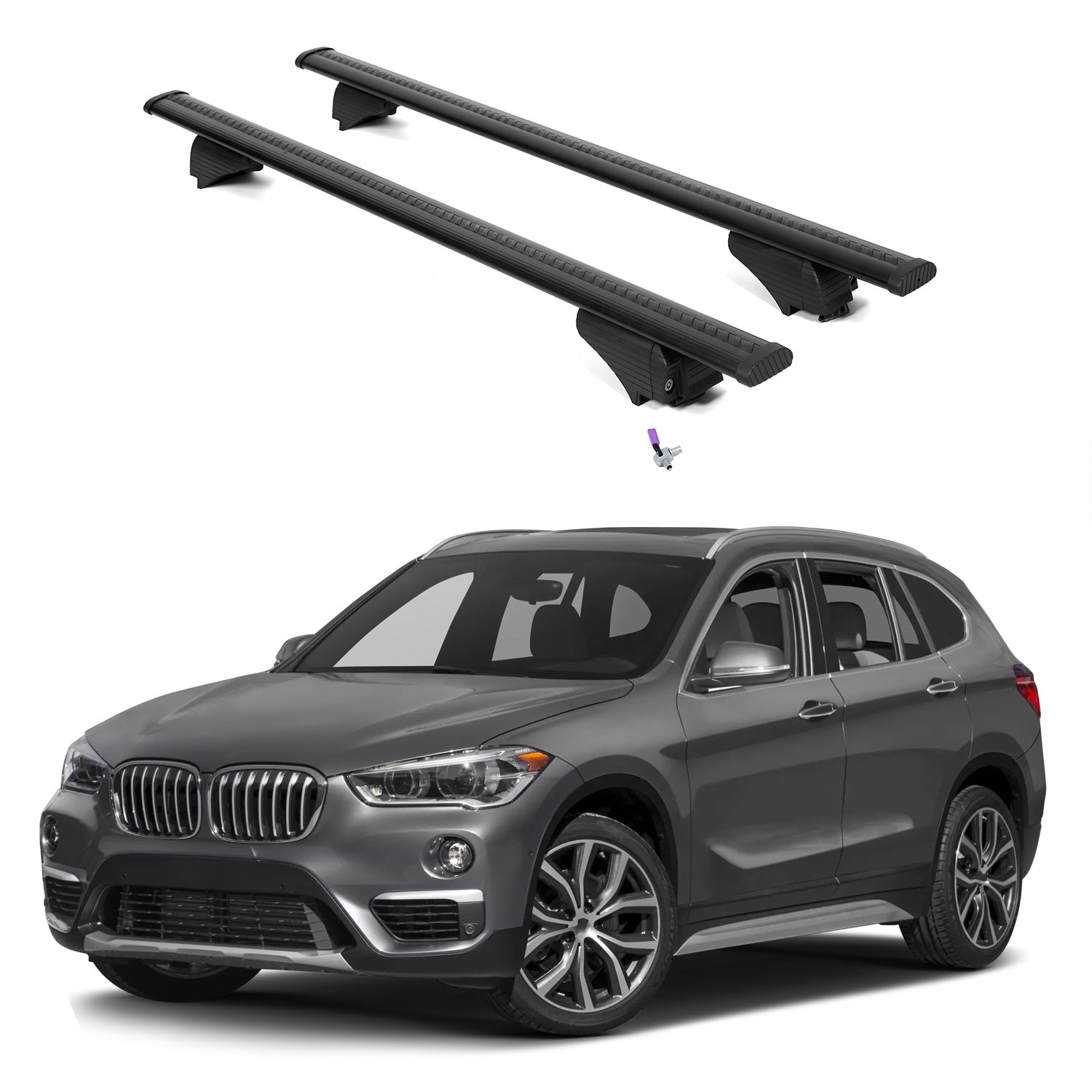 ERKUL Roof Rack Cross Bars for BMW X1 F48 2016-2022 with Flush Rails - Black