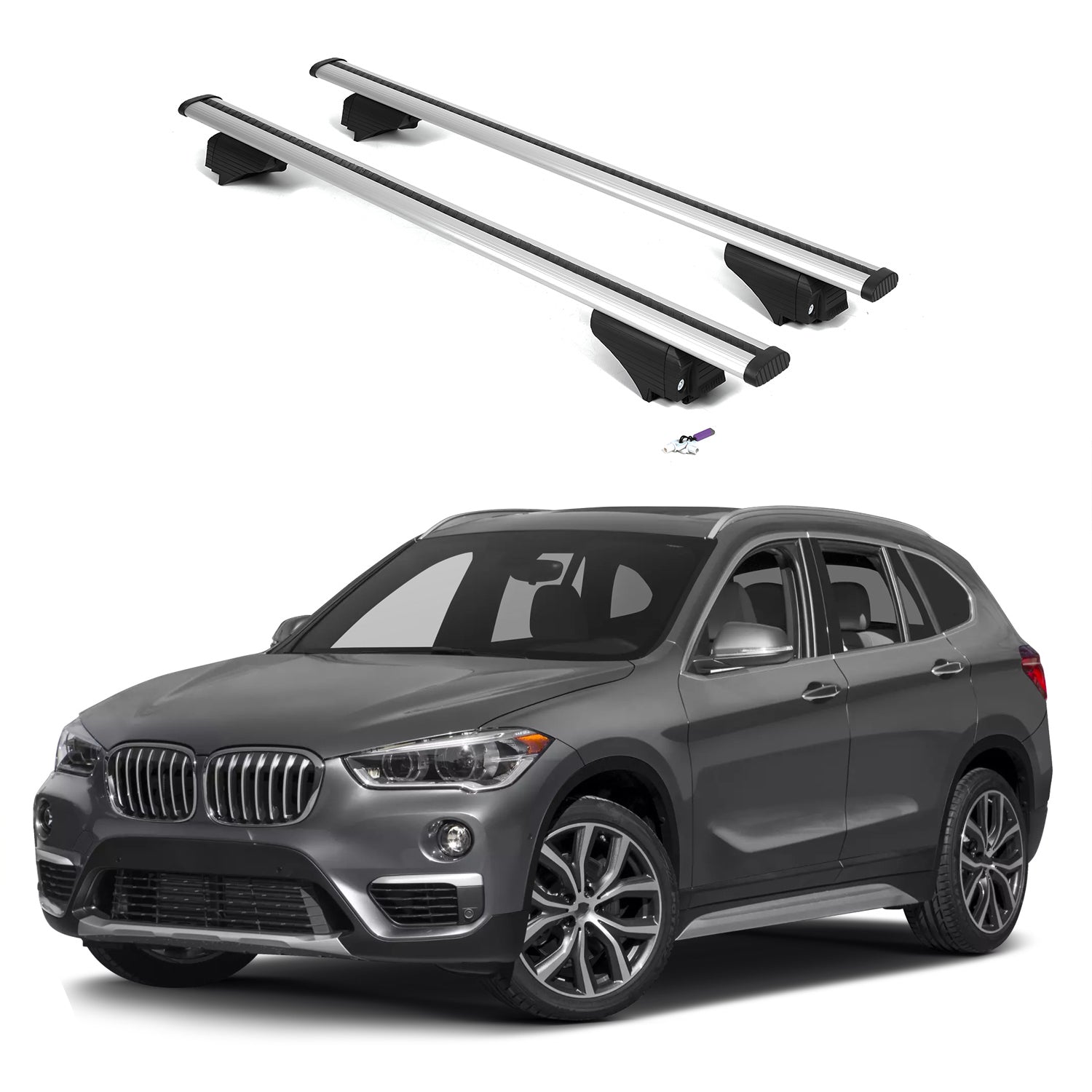 ERKUL Roof Rack Cross Bars for BMW X1 F48 2016-2022 with Flush Rails - Silver
