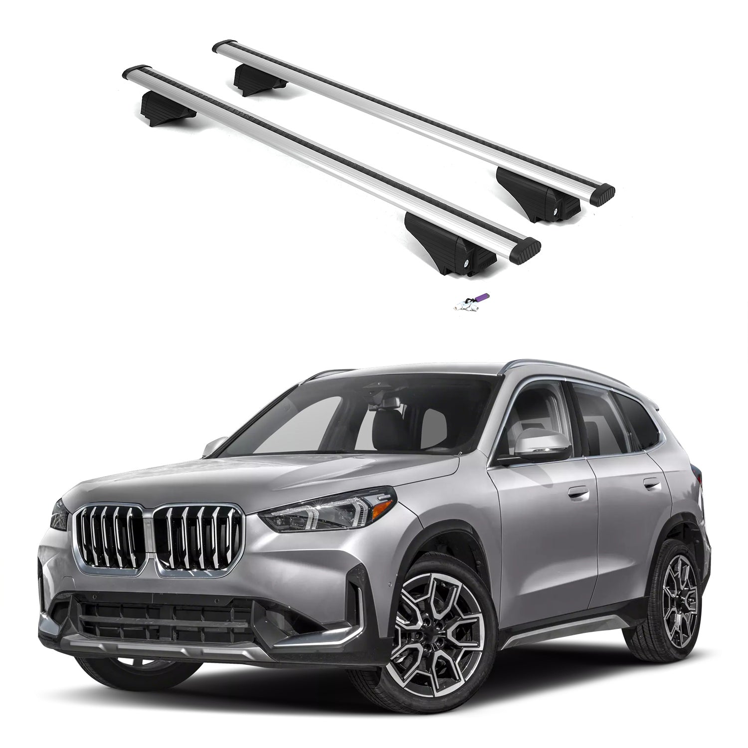 ERKUL Roof Rack Cross Bars for BMW X1 U11 2023-2026 with Flush Rails - Silver