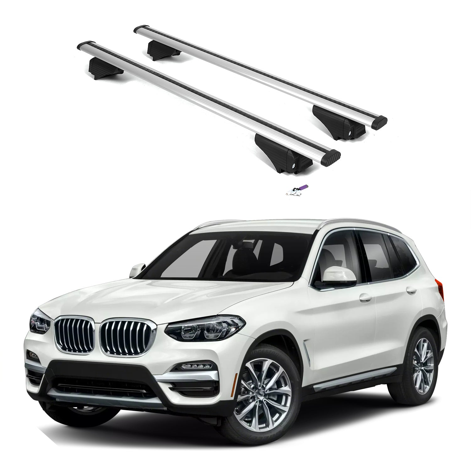 ERKUL Roof Rack Cross Bars for BMW X3 G01 2018-2024 with Flush Rails - Silver