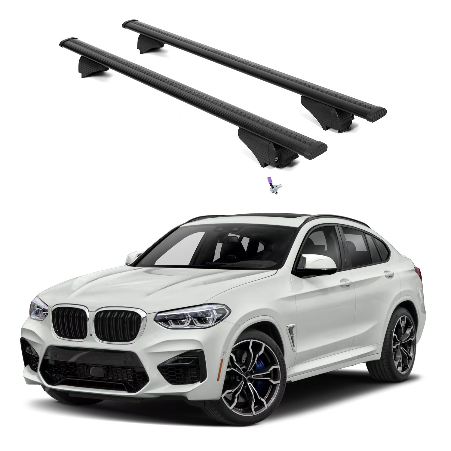 ERKUL Roof Rack Cross Bars for BMW X4M F98 2020-2025 with Flush Rails - Black
