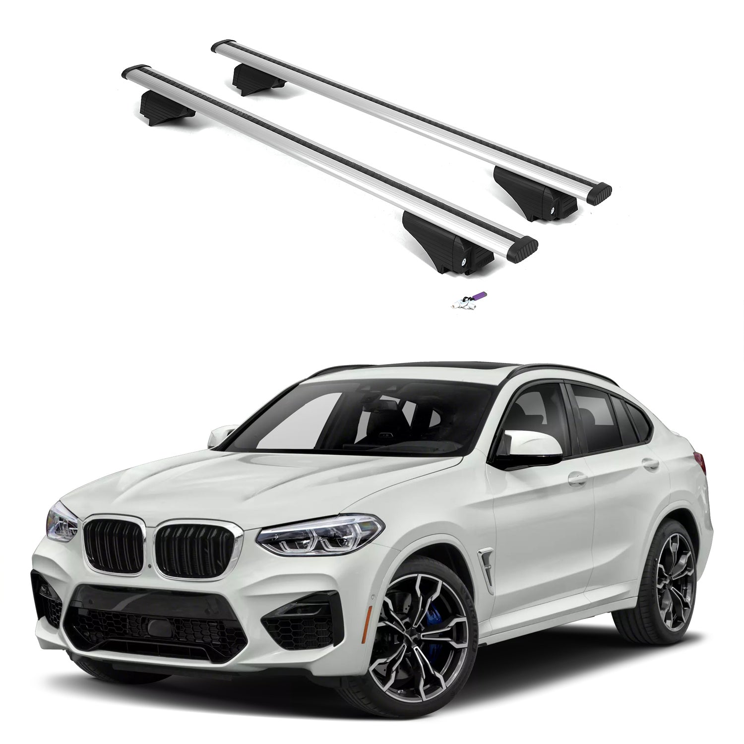 ERKUL Roof Rack Cross Bars for BMW X4M F98 2020-2025 with Flush Rails - Silver