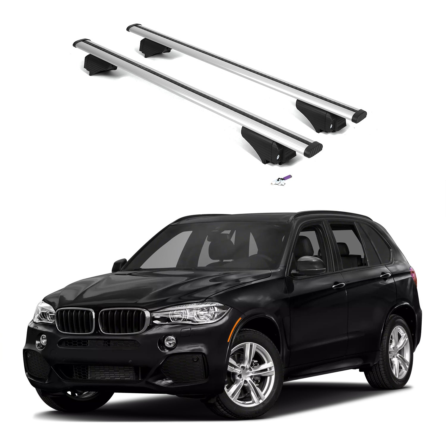 ERKUL Roof Rack Cross Bars for BMW X5 F15 2014-2018 with Flush Rails - Silver