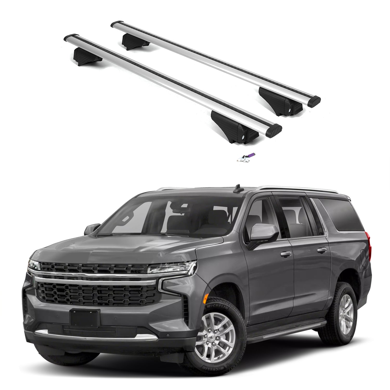 ERKUL Roof Rack Cross Bars for Chevrolet Chevy Suburban 2021-2026 - Silver