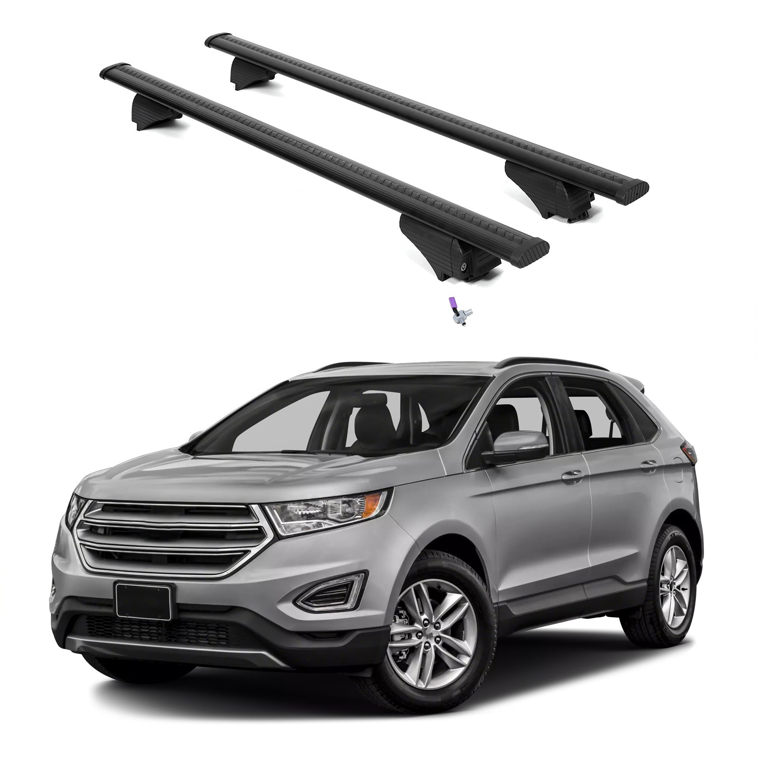 ERKUL Roof Rack Cross Bars for Ford Edge 2015-2024 with Flush Rails - Black