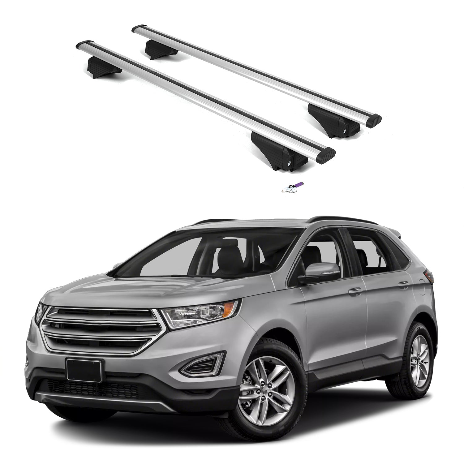 ERKUL Roof Rack Cross Bars for Ford Edge 2015-2024 with Flush Rails - Silver