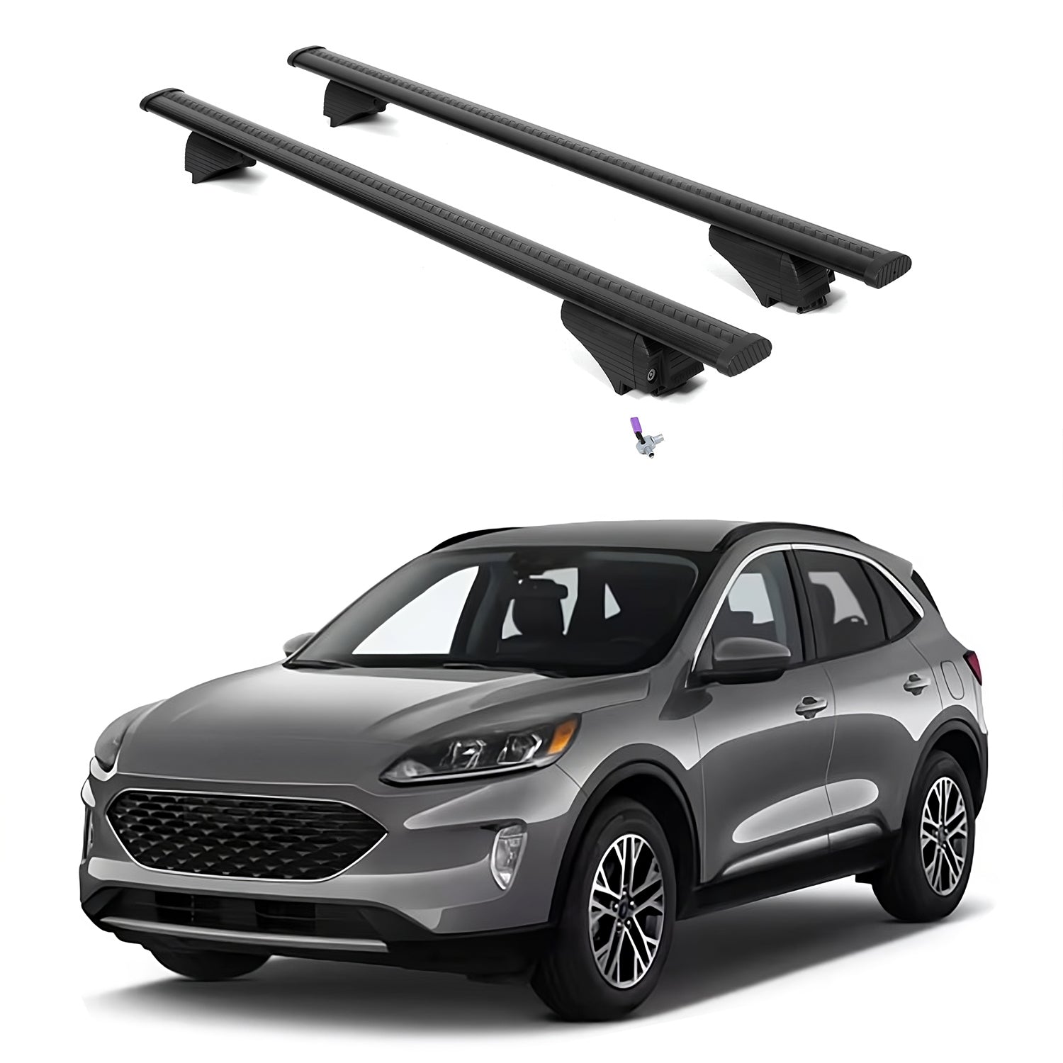 ERKUL Roof Rack Cross Bars for Ford Escape 2020-2026 with Flush Rails - Black