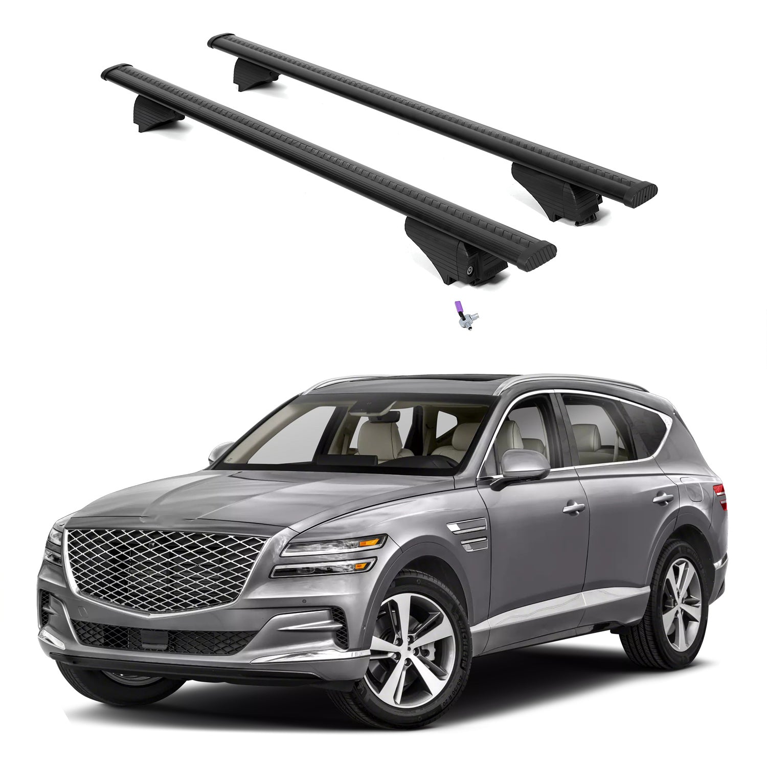 ERKUL Roof Rack Cross Bars for Genesis GV80 2021-2026 with Flush Rails - Black