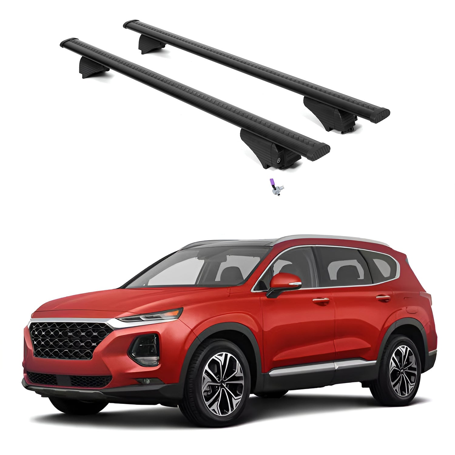 ERKUL Roof Rack Cross Bars for Hyundai Santa Fe 2019-2023 - Flush Rails - Black