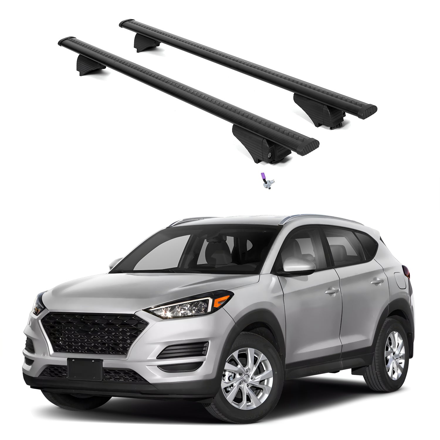 ERKUL Roof Rack Cross Bars for Hyundai Tucson 2016-2021 with Flush Rails - Black