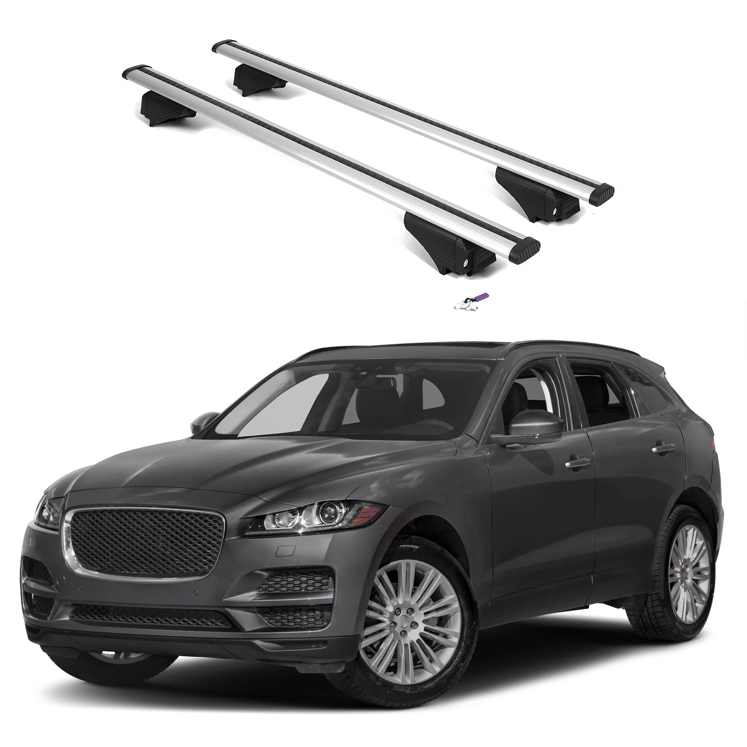 ERKUL Roof Rack Cross Bars for Jaguar F-Pace 2017-2026 with Flush Rails - Silver