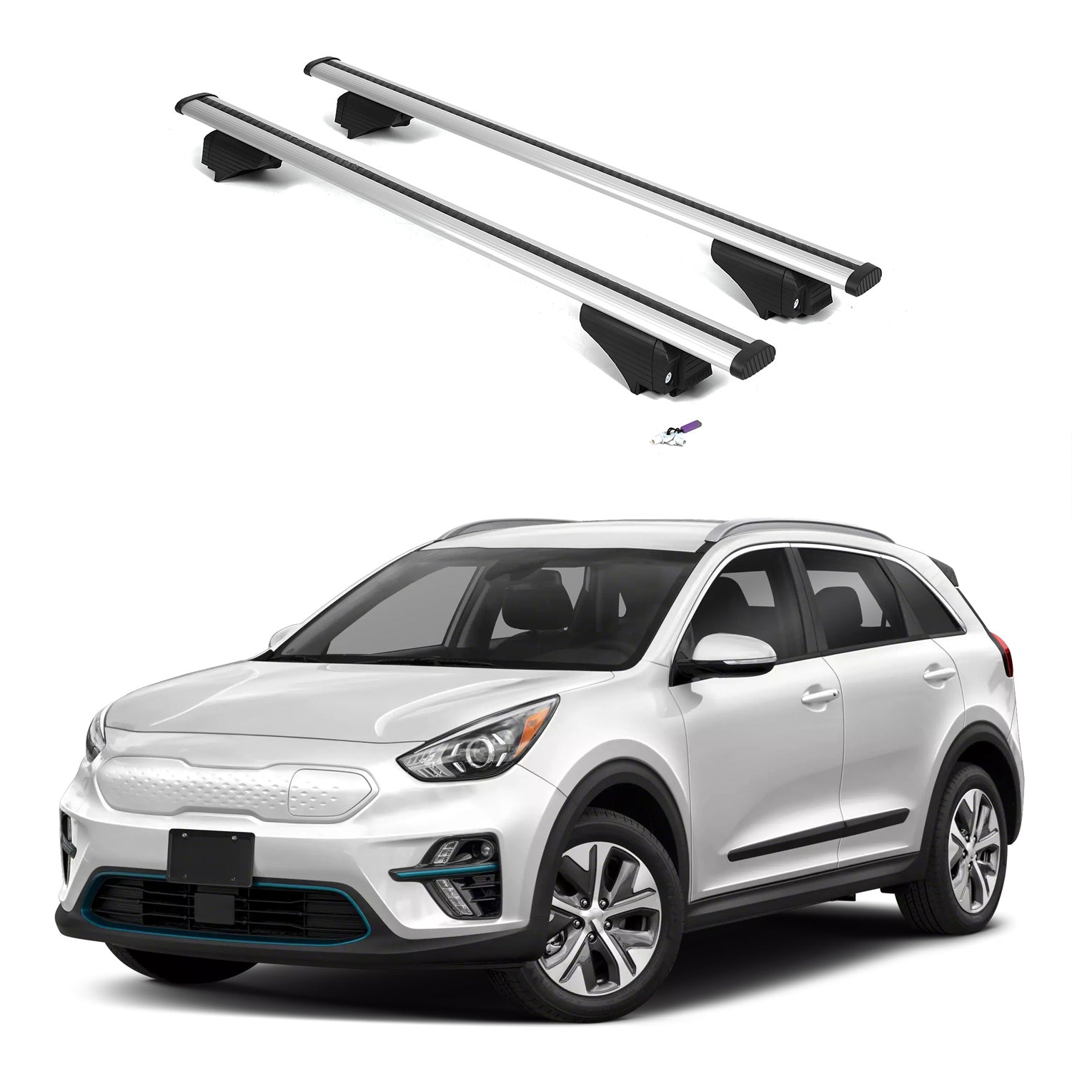ERKUL Roof Rack Cross Bars for Kia E-Niro Niro EV 2019-2022 - Silver