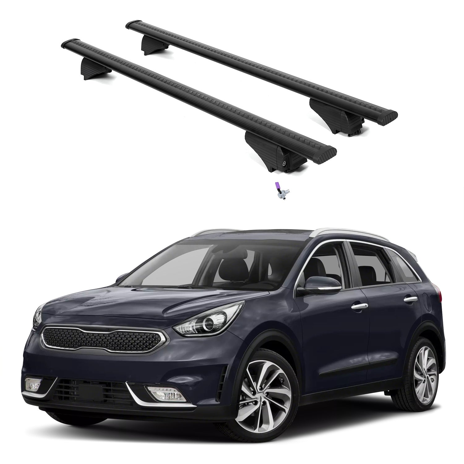 ERKUL Roof Rack Cross Bars for Kia Niro 2016-2022 with Flush Rails - Black