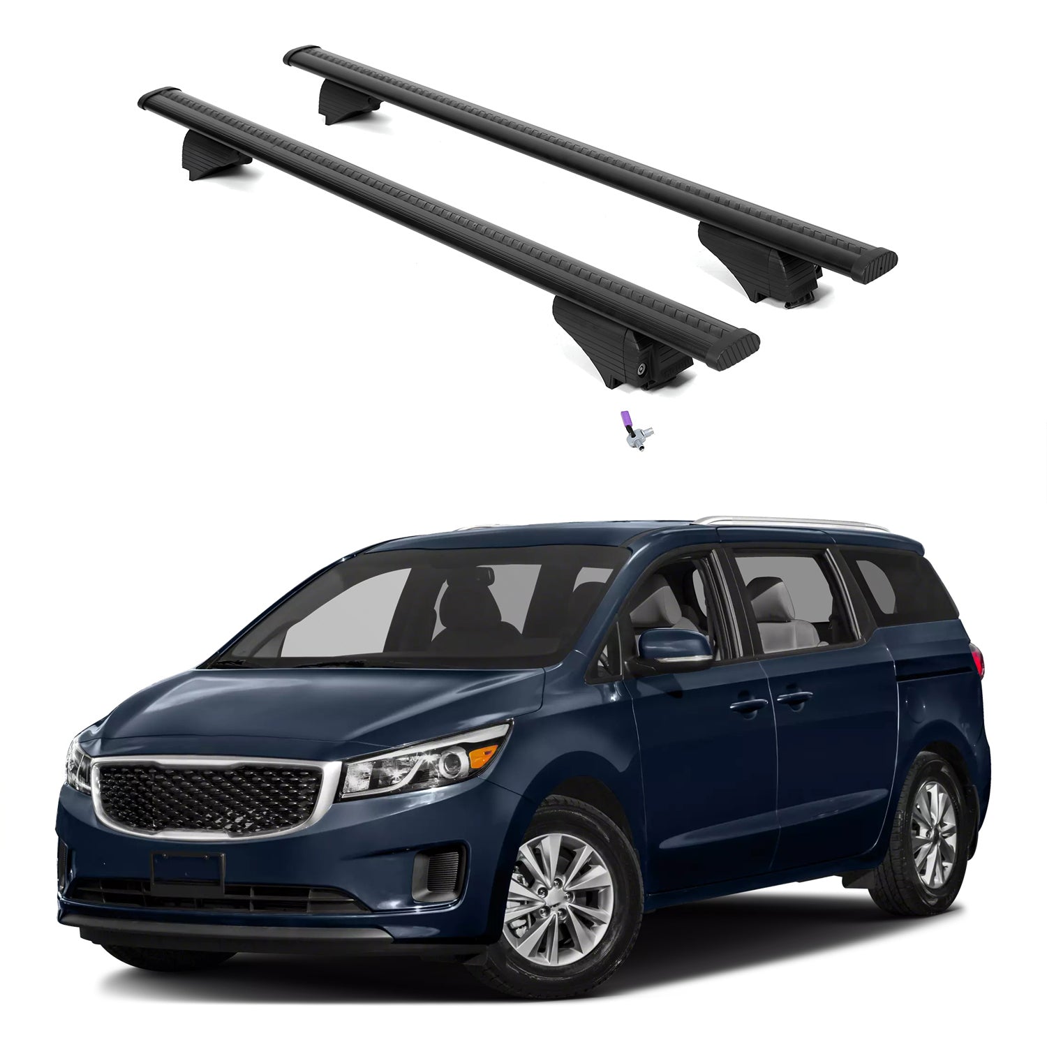 ERKUL Roof Rack Cross Bars for Kia Sedona 2015-2021 with Flush Rails - Black